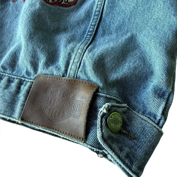 Vintage 90s Harley Davidson Denim Trucker Jacket, Women’s Small embroidered - Picture 6 of 12